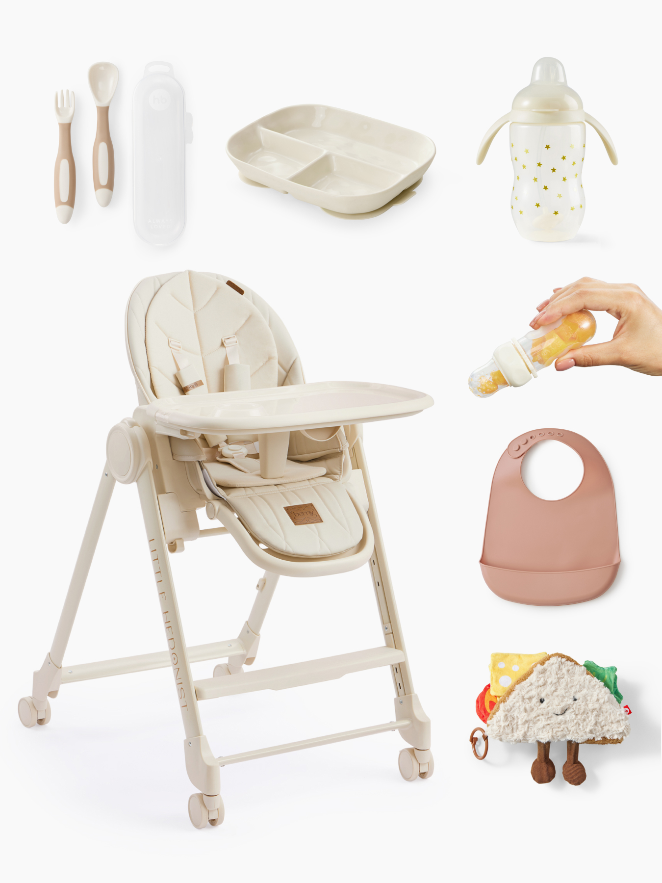 Набор со стульчиком для кормления BERNY LUX beige new