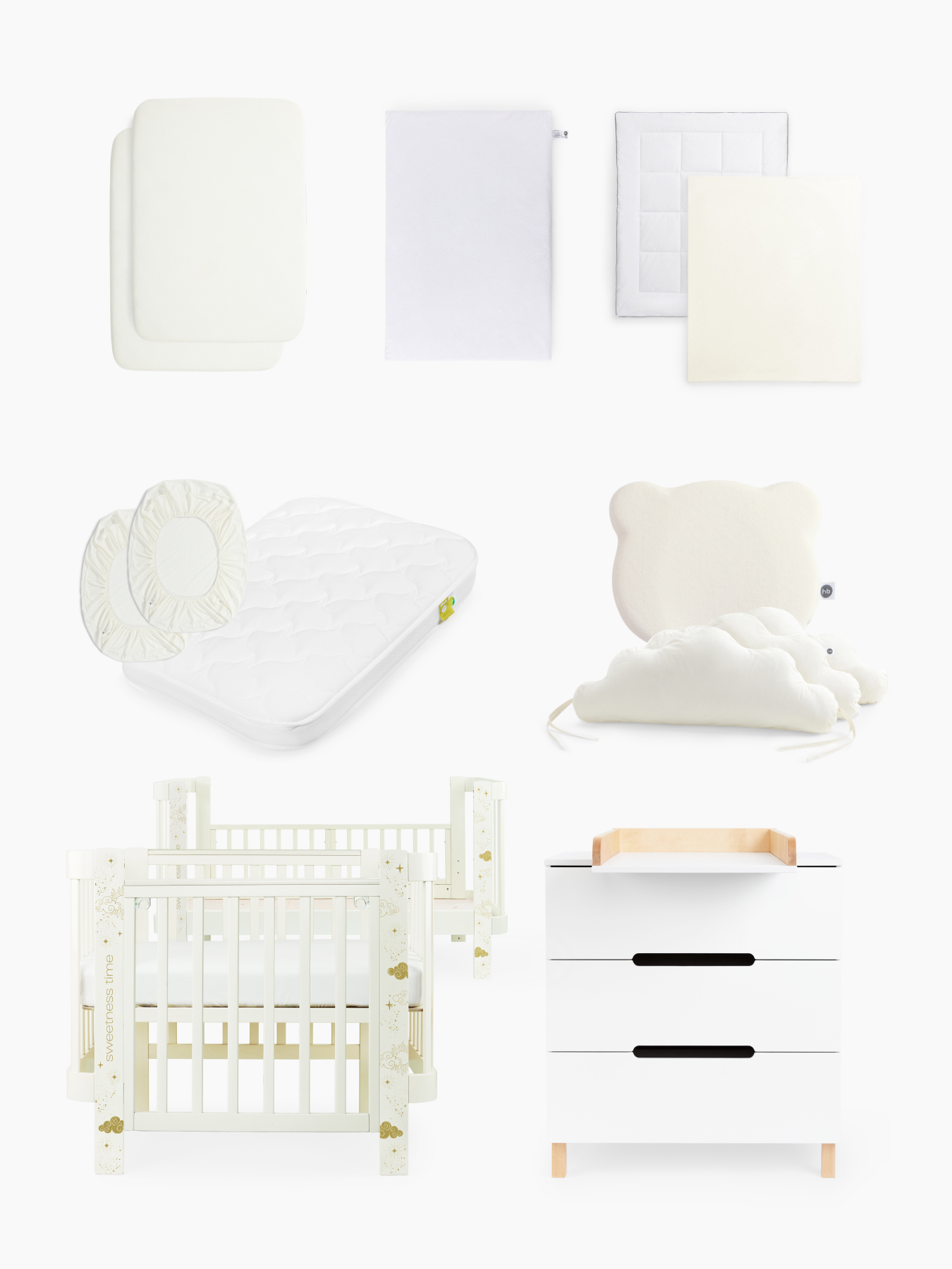 Кроватка-трансформер+комод LOVE 9 предметов