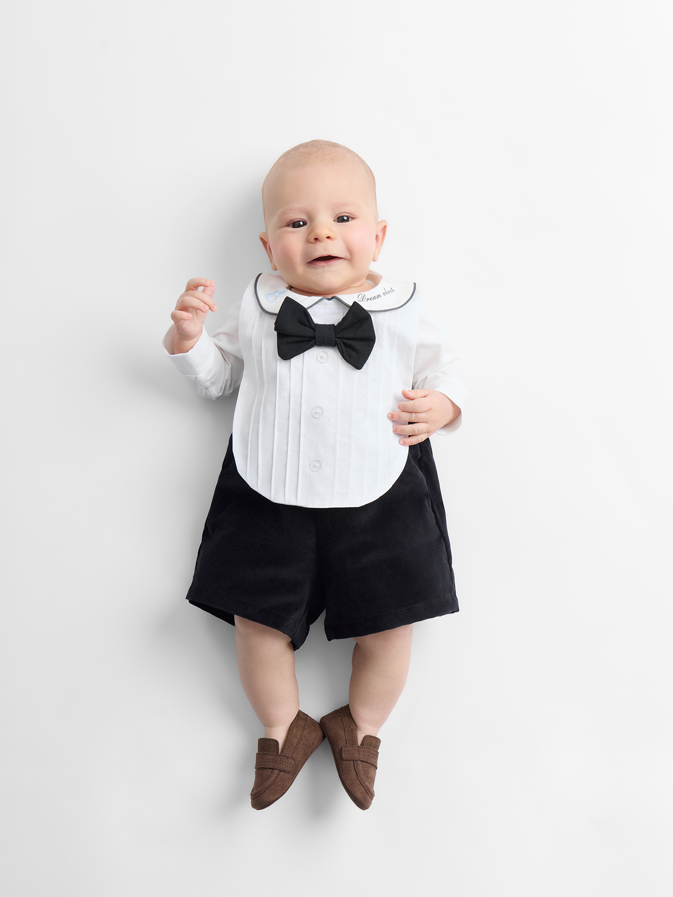 Набор бабочка-галстук и манишка детские_белый/черный / white/black, one size