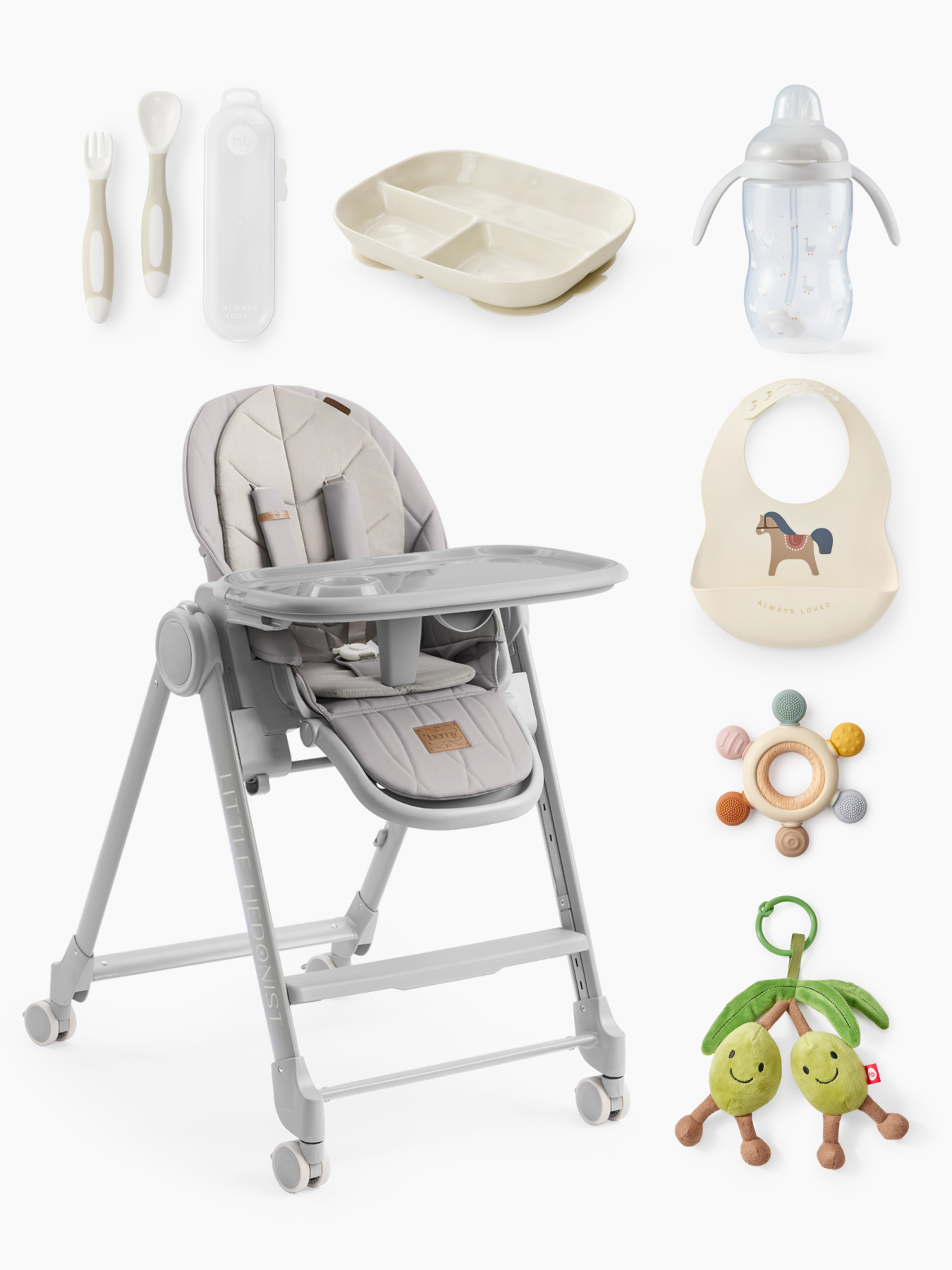 Набор со стульчиком для кормления BERNY LUX grey new