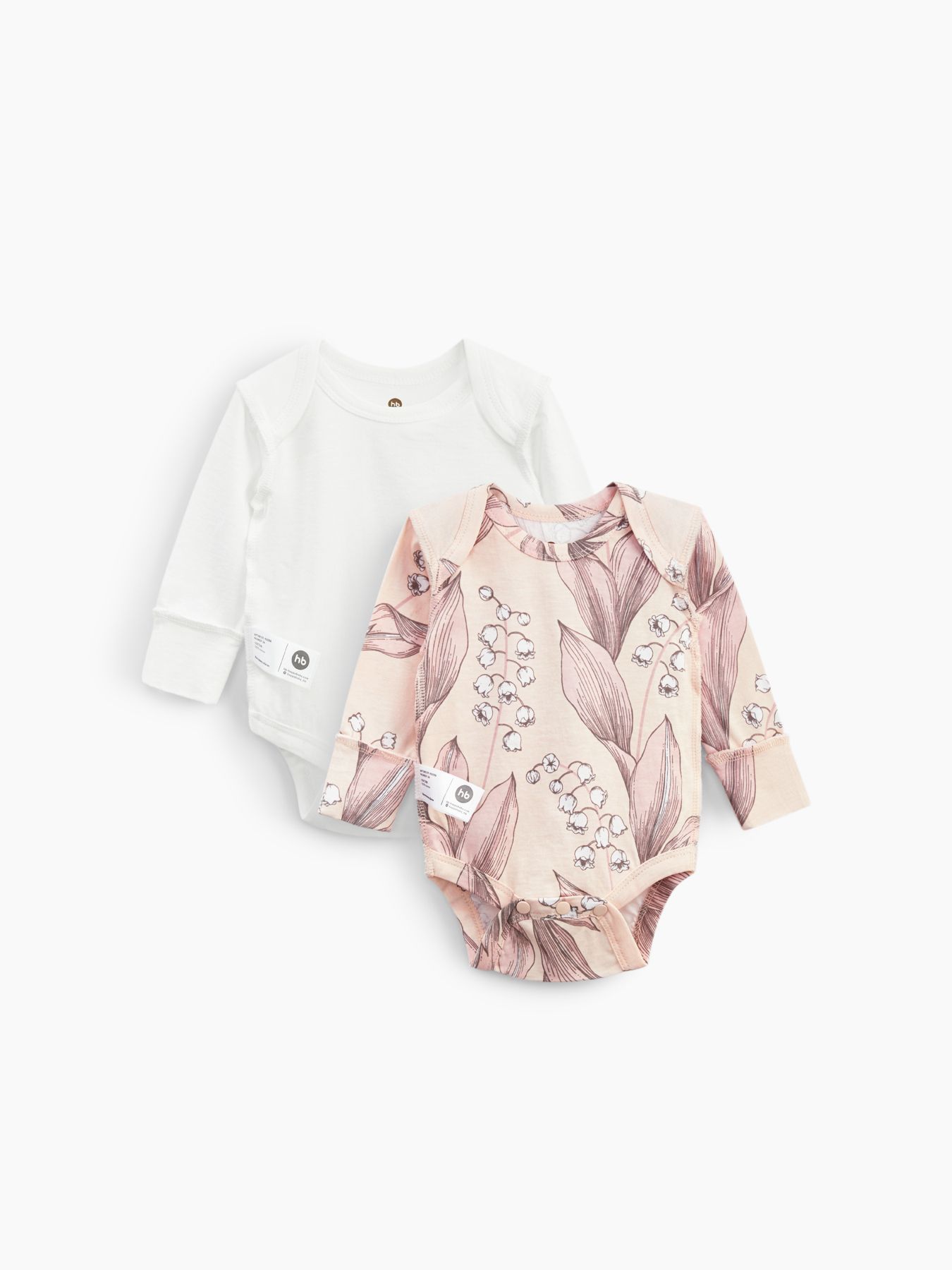 Боди с длинным рукавом (набор 2 шт.) (milky&pink, 56)