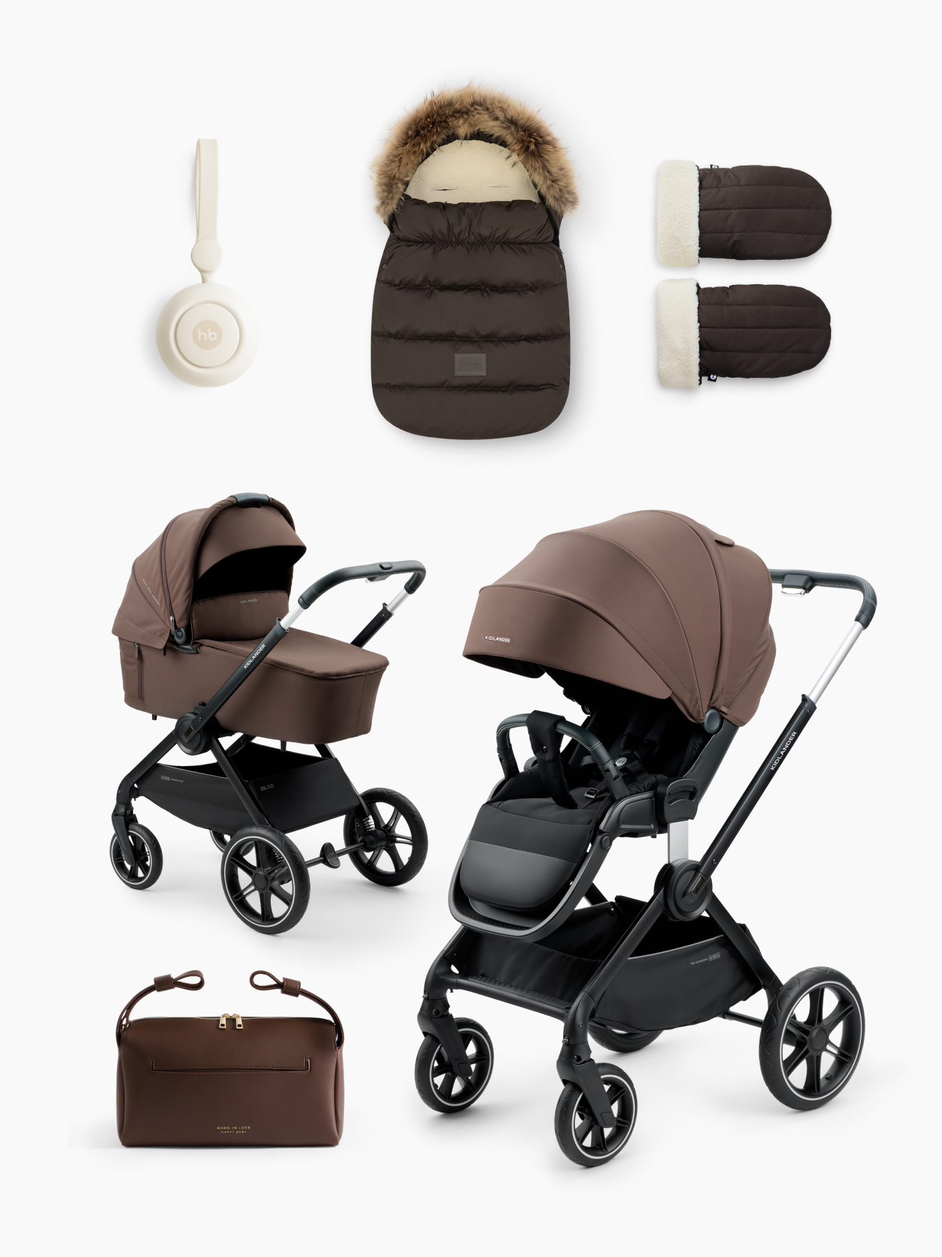 Набор "Теплый" с коляской Kidlander цвет- dark brown