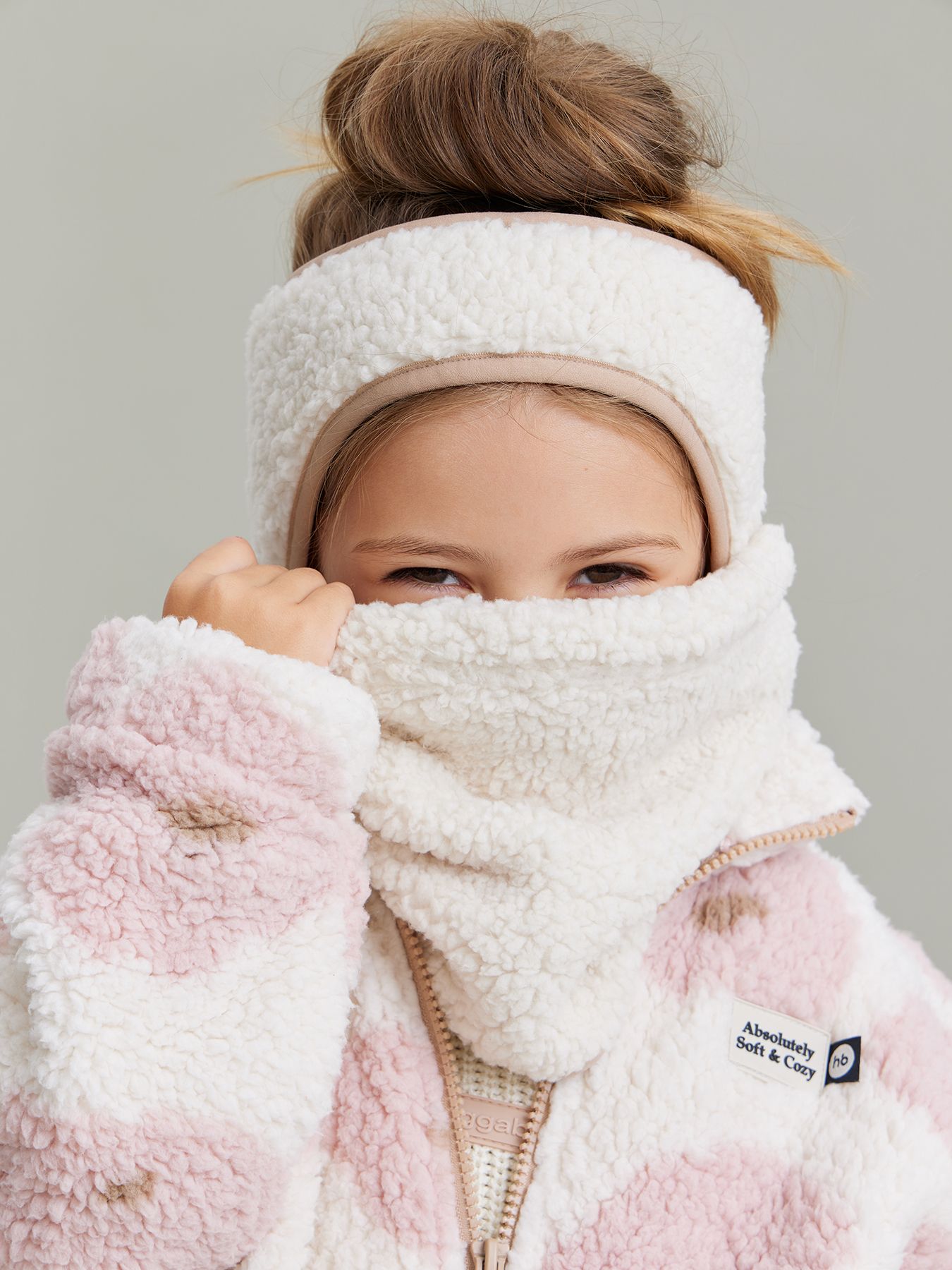 Набор повязка на голову, снуд и варежки флисовые