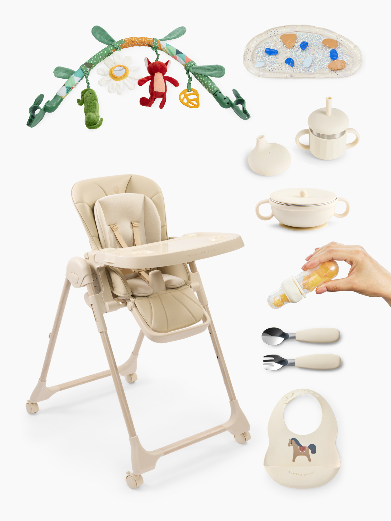 Стул для кормления WILLIAM LUX latte с набором