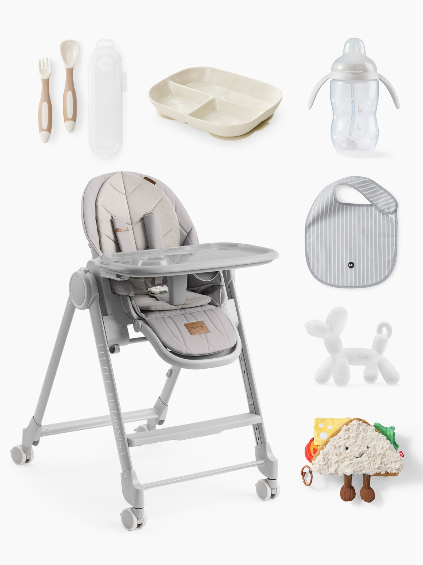 Набор со стульчиком для кормления BERNY LUX grey new
