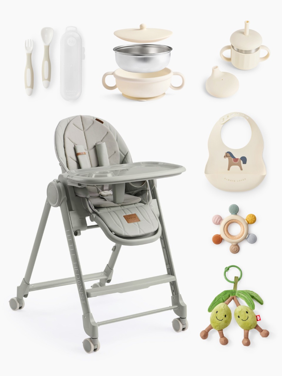 Набор со стульчиком для кормления BERNY LUX grey new