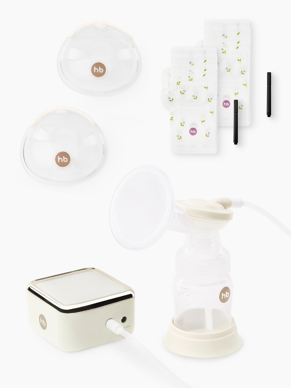 Набор молокоотсос, 2 шт пакеты, 2 шт накладки 